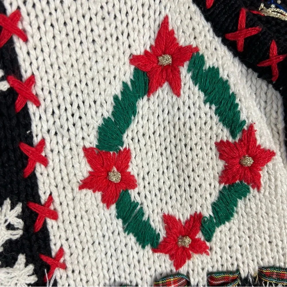 Hampshire Studio Black and White Cardigan Christmas‎ Sweater